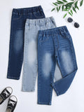 3pcs/Set Young Girl Basic Comfortable Stretchy Jean For Everyday Casual Wear