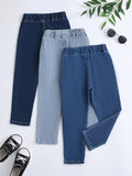 3pcs/Set Young Girl Basic Comfortable Stretchy Jean For Everyday Casual Wear