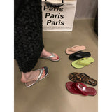 kamames kamames Ins Flat Silver Flip-Flops Women Summer Wear Leopard Print Sandals Beach Clip Women's Shoes