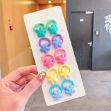 10PCS/Set New Girls Cute Cartoon Flower Small Scrunchie Kids Ponytail Hair Tie Elastic Hair Bands Fashion Hair Accessories Set