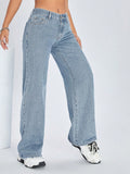 NEW ICON Women's Straight-Leg Loose-Fit Casual Black Jeans With Pockets, Versatile