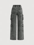 NEW Teen Girl Straight-Leg Washed Cargo Jeans