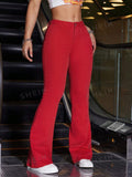 NEW EZwear Solid Color Casual Bell-Bottoms Jeans