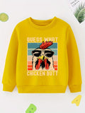 Rooster Print Boy's Round Neck Sweatshirt, Casual Long Sleeve Comfy Pullover Spring Fall Clothes