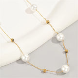 1pc Baroque Faux Pearl Necklace, Elegant Sexy Style Classic Exquisite Stone Beads Beaded Necklace Jewelry, Ideal For Daily Wear