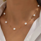 1pc Baroque Faux Pearl Necklace, Elegant Sexy Style Classic Exquisite Stone Beads Beaded Necklace Jewelry, Ideal For Daily Wear