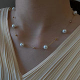 1pc Baroque Faux Pearl Necklace, Elegant Sexy Style Classic Exquisite Stone Beads Beaded Necklace Jewelry, Ideal For Daily Wear