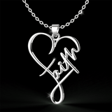 Heart-Shaped Stainless Steel Pendant Necklace Elegant Style Letter Charm Jewelry Faith Accessories For Women & Men