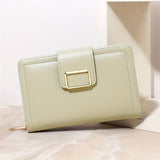 Elegant Solid Color Women's Short Clutch Purse, Multi-Functional Fashion Wallet With Metal Clasp Closure