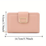 Elegant Solid Color Women's Short Clutch Purse, Multi-Functional Fashion Wallet With Metal Clasp Closure