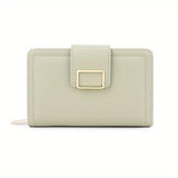 Elegant Solid Color Women's Short Clutch Purse, Multi-Functional Fashion Wallet With Metal Clasp Closure