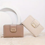 Elegant Solid Color Women's Short Clutch Purse, Multi-Functional Fashion Wallet With Metal Clasp Closure