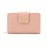 Elegant Solid Color Women's Short Clutch Purse, Multi-Functional Fashion Wallet With Metal Clasp Closure