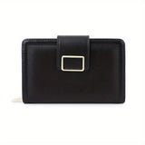 Elegant Solid Color Women's Short Clutch Purse, Multi-Functional Fashion Wallet With Metal Clasp Closure