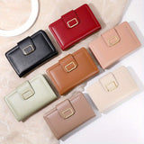 Elegant Solid Color Women's Short Clutch Purse, Multi-Functional Fashion Wallet With Metal Clasp Closure