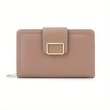 Elegant Solid Color Women's Short Clutch Purse, Multi-Functional Fashion Wallet With Metal Clasp Closure