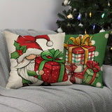 4pcs Linen Mixed Weave Christmas Santa Claus Snowman Christmas Tree Christmas Gift Throw Pillow Cover Home Decor, Room Decor, Bedroom Decor, Collectible Buildings Accessories (Cushion Is Not Included)