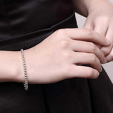 Elegant 925 Sterling Silvery Bracelet with Charm - 4mm Beaded Chain, Perfect for Casual Attire & Special Occasions