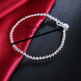 Elegant 925 Sterling Silvery Bracelet with Charm - 4mm Beaded Chain, Perfect for Casual Attire & Special Occasions