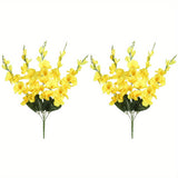 2 Bouquets of 10PCS Artificial Silk Gladiolus Flowers, 24.4in Tall, White, for Home, Wedding, and Garden Arrangement Decoration