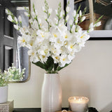 2 Bouquets of 10PCS Artificial Silk Gladiolus Flowers, 24.4in Tall, White, for Home, Wedding, and Garden Arrangement Decoration