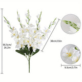 2 Bouquets of 10PCS Artificial Silk Gladiolus Flowers, 24.4in Tall, White, for Home, Wedding, and Garden Arrangement Decoration