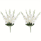 2 Bouquets of 10PCS Artificial Silk Gladiolus Flowers, 24.4in Tall, White, for Home, Wedding, and Garden Arrangement Decoration