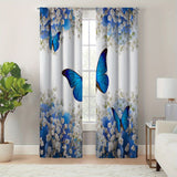 2 Pieces Artistic Floral and Butterfly Printed JIT Light Blocking Curtains with UV Protection and Insulation for Room Decoration in Living Room