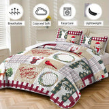 3pcs Festive Christmas Bedspread Set (1 Bedspread + 2 Pillowcases, No Filling), Elk And Christmas Tree, Red Bird Coverlet Set, Exquisite And Luxurious Christmas Element Bedding, Perfect For Bedroom & Guest Room