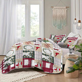 3pcs Festive Christmas Bedspread Set (1 Bedspread + 2 Pillowcases, No Filling), Elk And Christmas Tree, Red Bird Coverlet Set, Exquisite And Luxurious Christmas Element Bedding, Perfect For Bedroom & Guest Room