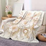 Luxurious White Rose Flannel Throw Blanket - Soft, Warm & Cozy for Couch, Bed, Office, and Travel - Versatile All-Season Gift