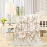 Luxurious White Rose Flannel Throw Blanket - Soft, Warm & Cozy for Couch, Bed, Office, and Travel - Versatile All-Season Gift