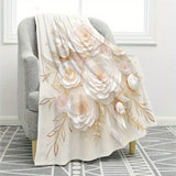 Luxurious White Rose Flannel Throw Blanket - Soft, Warm & Cozy for Couch, Bed, Office, and Travel - Versatile All-Season Gift