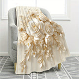 Luxurious White Rose Flannel Throw Blanket - Soft, Warm & Cozy for Couch, Bed, Office, and Travel - Versatile All-Season Gift