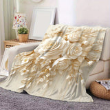 Luxurious White Rose Flannel Throw Blanket - Soft, Warm & Cozy for Couch, Bed, Office, and Travel - Versatile All-Season Gift