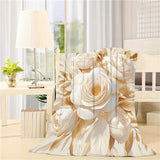 Luxurious White Rose Flannel Throw Blanket - Soft, Warm & Cozy for Couch, Bed, Office, and Travel - Versatile All-Season Gift