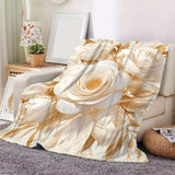 Luxurious White Rose Flannel Throw Blanket - Soft, Warm & Cozy for Couch, Bed, Office, and Travel - Versatile All-Season Gift