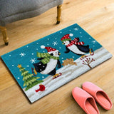 1pc Soft Faux Cashmere Christmas Cartoon Bath Rug, Non-Slip Oblong Bath Mat, 1050Gsm, 1.2Cm Thick, Festive Reindeer & Joy Pattern, Decorative Holiday Floor Accent, Fluffy Plush Winter Decor Decoration