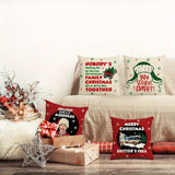 4-Pack Festive Christmas Throw Pillow Covers - Soft Traditional-Style Knit Polyester Fabric, Vibrant Festive Quotes Pattern, Zippered Closure, Machine Washable, Perfect for Home Decor, Sofa & Bedroom - 18"x18" Covers Only