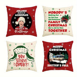 4-Pack Festive Christmas Throw Pillow Covers - Soft Traditional-Style Knit Polyester Fabric, Vibrant Festive Quotes Pattern, Zippered Closure, Machine Washable, Perfect for Home Decor, Sofa & Bedroom - 18"x18" Covers Only