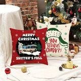 4-Pack Festive Christmas Throw Pillow Covers - Soft Traditional-Style Knit Polyester Fabric, Vibrant Festive Quotes Pattern, Zippered Closure, Machine Washable, Perfect for Home Decor, Sofa & Bedroom - 18"x18" Covers Only