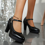 Chic & Elegant Ultrahigh Mary-Jane Pumps: Non-Slip, Round Toe, Solid Color - Your All-season Fashion Staple