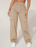 NEW PETITE High Waist Flap Pocket Cargo Jeans