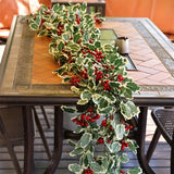 Charming Artificial Red Berry Garland - Classic Holly & Berry Vine for Christmas Home Decor, No Battery Needed