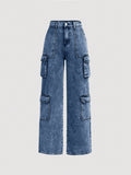 NEW Teen Girl Straight-Leg Washed Cargo Jeans