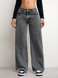 NEW ICON Women's Straight-Leg Loose-Fit Casual Black Jeans With Pockets, Versatile