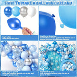 135pcs Winter Wonderland Balloon Set - Blue & White Snowflake, Tassel Accents for Birthday, Christmas, Frozen Themed Parties & More