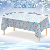 3pcs Winter Wonderland Snowflake Tablecloths - Blue & White, Perfect for Christmas, Frozen Themed Birthdays & Parties, Durable Plastic, 54x108 Inches