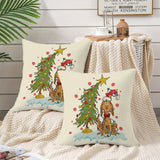 Festive Christmas Pillowcases: Authorized Cartoon Character Design, Linen Cushion, Suitable for Bedroom, Sofa, And Living Room, Machine Washable (Excluding Pillow Core)