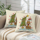 Festive Christmas Pillowcases: Authorized Cartoon Character Design, Linen Cushion, Suitable for Bedroom, Sofa, And Living Room, Machine Washable (Excluding Pillow Core)